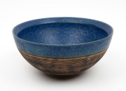 DOULTON STUDIO, AUSTRALIA rare blue glazed pottery vase with impressed mark "Doulton Studios Australia", 12cm high, 26cm diameter