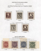 AUSTRALIA: A Seven Seas Pre-decimal album with 1913 6d Kookaburra, 3rd wmk 2/- Maroon Roo, 1928 Kookaburra M/Sheet, Macarthur set of 4, 1935 Anzac, Arms set to &pound;2, etc. Mixed condition. - 3