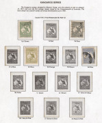 AUSTRALIA: A Seven Seas Pre-decimal album with 1913 6d Kookaburra, 3rd wmk 2/- Maroon Roo, 1928 Kookaburra M/Sheet, Macarthur set of 4, 1935 Anzac, Arms set to &pound;2, etc. Mixed condition. - 4