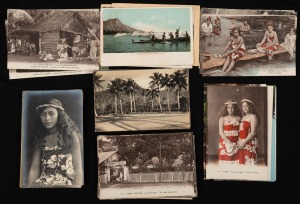 405 · PACIFIC ISLANDS: A collection of photographic postcards featuring street scenes, landscapes, and portraits taken in Tahiti, Cook Islands, New Guinea, New Hebrides, and others. Publishers/photographers include Edition R.P., Missionnaires du Sacré -Coeur d'Issoudun, and Sydney Hopkins. (Total: 38; 36 unused; 2 used)