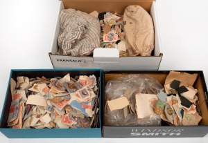 AUSTRALIAN COLONIES & STATES: An on-and-off paper accumulation in three shoeboxes; appears to be mainly Victoria, but noted NSW, Tasmania, S.A. as well as some GB and other foreign. Appears to be untouched. (1000s) A great winter activity!