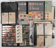 AUSTRALIA: A carton containing mainly Australian material, but noted some foreign postcards, stamps, a few coins, etc. some in old albums. Lucky dip!
