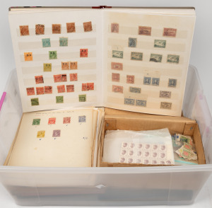 A large tub containing a mainly pre-decimal accumulation in several albums, a box of glassine envelopes and on pages; from Roos to 1965 and a smattering of early decimals. Noted many blocks and other multiples, KGV varieties (mainly Used) and shades, Geo.VI period imprints, etc, etc. Allow plenty of time! (qty).