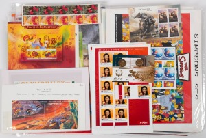 Mostly recent Australia Post issues in sheetlets, etc., many being personalized types for Thaipex, FIFA, The Lion King, The Simpsons, etc. FV: $440+.
