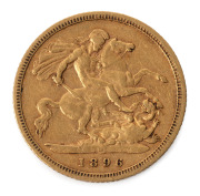 Half Sovereign, Queen Victoria Veiled Head, 1896 St. George reverse, Sydney Mint, F-VF.