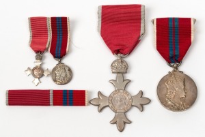 An M.B.E. (post 1936) in presentation case; an Elizabeth II Coronation medal in presentation box; together with the 2 relevant miniatures. (4 items).