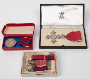 An M.B.E. (post 1936) in presentation case; an Elizabeth II Coronation medal in presentation box; together with the 2 relevant miniatures. (4 items). - 3