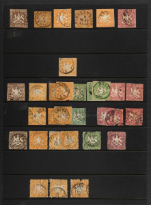 GERMAN STATES: WГRTTEMBERG: 1851 - 1923 duplicated stock in Hagner album, Mint, Used and Reprints. Unchecked for postmarks and quite comprehensive. (qty).