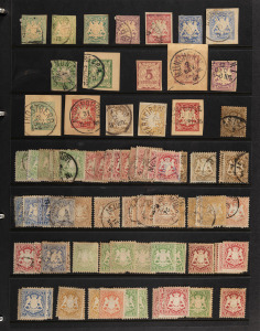 GERMAN STATES: BAVARIA: A comprehensive accumulation in two large stockbooks; unchecked for postmarks and varieties; includes multiple examples of the Imperf. first issues to 18kr, (qty).