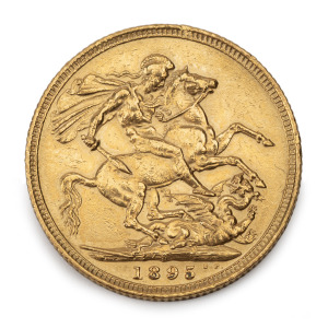 1895 Sovereign, Veiled Head, St. George reverse, Sydney, VF+.