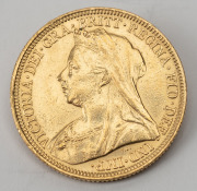1895 Sovereign, Veiled Head, St. George reverse, Sydney, VF+. - 2