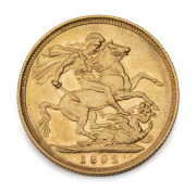 1892 Sovereign, Jubilee Head, St. George reverse, Sydney, EF.