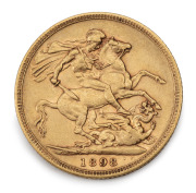 1898 Sovereign, Veiled Head, St. George reverse, Melbourne, VF.
