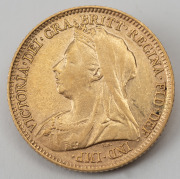 Half Sovereign, Queen Victoria Veiled Head, 1897 St. George reverse, Sydney Mint, EF. - 2