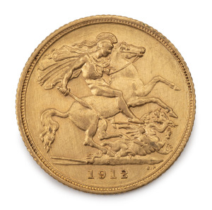 Half Sovereign, GEORGE V, 1912 St. George reverse, Sydney Mint, EF.