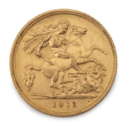 Half Sovereign, GEORGE V, 1912 St. George reverse, Sydney Mint, EF.