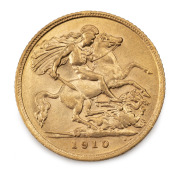 Great Britain: EDWARD VII, 1910 Half Sovereign, EF+.
