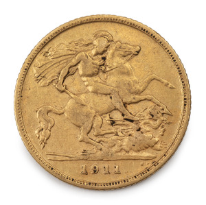 Great Britain: GEORGE V, 1911 Half Sovereign, VF.
