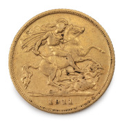 Great Britain: GEORGE V, 1911 Half Sovereign, VF.