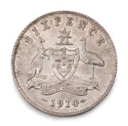 GEORGE V 1914, Sixpence, Gem uncirculated.&nbsp;A lovely example; very tough in this high grade.&nbsp;