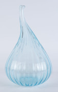 SALVIATI Murano blue pear shaped glass vase, etched "Salviati, 2002", 38cm high