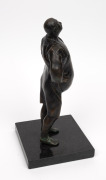 ARTIST UNKNOWN cast bronze statue of a partially robed man, mounted on a black slate plinth, ​​​​​​​31cm high - 2