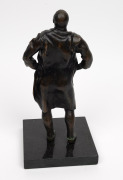 ARTIST UNKNOWN cast bronze statue of a partially robed man, mounted on a black slate plinth, ​​​​​​​31cm high - 3