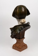 An antique Continental&nbsp;carved alabaster bust with ornate bronze mounts and Sienna marble plinth, late 19th century, 54cm high - 3