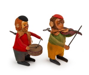 SCHUCO: Two antique German clockwork musical toys, early to mid 20th century, 11cm high