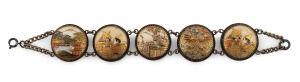 SATSUMA Japanese antique silver mounted earthenware bracelet, Meiji Period, 19th/20th century, 19cm long
