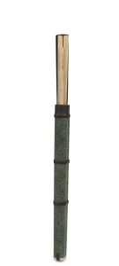 Antique Chinese travelling chopstick and knife utensil set in shagreen and bone case, 18th/19th century, 32cm high overall
