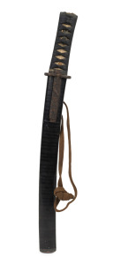 A Japanese samurai tanto in black lacquer scabbard, Edo/Meiji Period, 19th century, 46cm long. ​​​​​​​LICENCE REQUIRED.