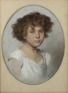 M. M&Uuml;LLER, (oval portrait of a girl), pastel on paper, signed lower right "M. M&uuml;ller 47 x 37cm, 81 x 67cm overall