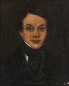 ARTIST UNKNOWN, (portrait of a young man), oil on canvas (relined), 29 x 24cm, 50 x 45cm overall