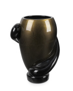 An impressive black Murano glass vase with oro gold foil inclusions, engraved signature to base (illegible), ​​​​​​​39.5cm high.