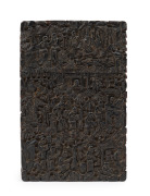 A rare antique Chinese carved tortoiseshell card case, 19th century, 11.5cm high