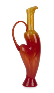 KOSTA BODA "ARTIST'S CHOICE" impressive orange and red Swedish art glass jug, by KJELL ENGMAN, engraved signature to base and bearing original labels, 51cm high.