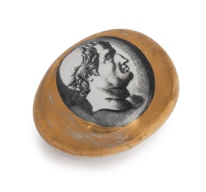 FORNASETTI vintage Italian porcelain paperweight ornament, black factory mark to base "Fornasetti, Milano, Made in Italy", 9.5cm wide
