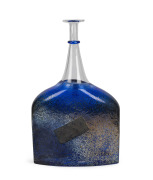 KOSTA BODA&nbsp;Swedish blue art glass bottle vase&nbsp;by BERTIL VALLIEN, engraved signature to base and bearing original labels, 41cm high.