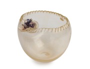 ARCHIMEDE SEGUSO&nbsp;Murano glass vase with applied floral decoration and oro gold foil inclusions, mid 20th century, bearing red foil label "MURANO, Made In Italy", 16.5cm high, 18cm wide.