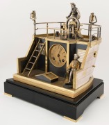 HELMSMAN&nbsp;impressive antique French industrial clock by&nbsp;Guilmet, 19th century, with key and pendulum. Note: Later ebonised timber base. 29.5cm high. - 2