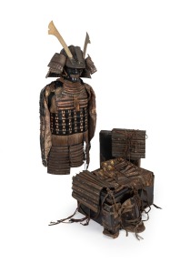 SAMURAI ARMOUR in original lacquered trunk, Meiji period, 19th century, ​​​​​​​some elements later replacements.