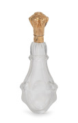 An antique Continental&nbsp;rock crystal tear drop shaped scent bottle with 14ct gold top and collar, circa 1860s, 11cm long