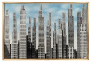 FORNASETTI "Pannello Grattacieli" print by Atelier Fabiola,&nbsp; factory mark lower right "Fornasetti, Milano, Made in Italy" with Fornasetti backing paper, 57 x 83cm overall