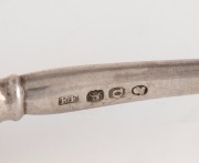 A Georgian sterling silver stilton scoop with impressive turned ivory handle, 31cm long - 2