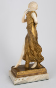 ALEXANDOR (SANDOR) GARAY (Hungary, 1870-1916) Antique gilt bronze and carved ivory statue of a dancing lady, mounted on a white onyx base, early 20th century, signed by the artist to the plinth and inscribed "AKT.&nbsp;Ges. Gladenbeck. Berlin", 26.5cm high ove - 3