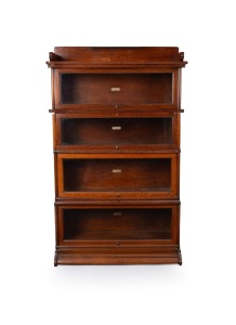 An antique American oak stackable library bookcase, 19th/20th century, 152cm high, 91cm wide, 36cm deep.