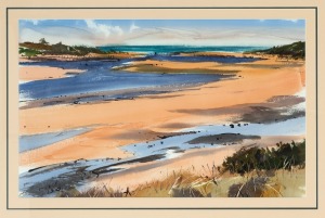 ARTIST UNKNOWN, (coastal scene), watercolour, signed lower left, 44 x 71cm, 74 x 100cm overall.