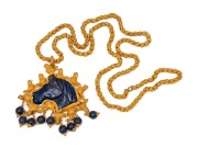 An antique Indian 21ct gold and lapis lazuli&nbsp;necklace, 19th/20th century, 141 grams total, (approximately 110 grams gold weight) - 2