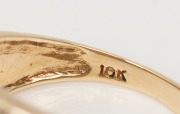 A vintage 10ct gold ring, set with five rows of brilliant cut white diamonds, stamped "10K", ​​​​​​​4.7 grams. - 3